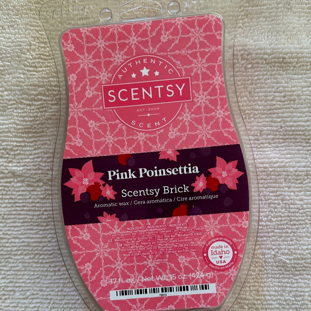 Scentsy Pink Poinsettia Brick, Discontinued, 17 fl oz